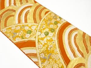 アンティーク　青海波に蝶・草花模様織り出し袋帯（材料）